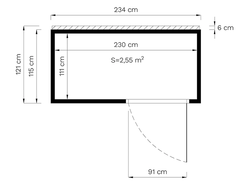 Redskapsbod i trä, Bertilo Cubus 1, 2,34x1,15x2,32m, 2,7m², Naturlig - Image 6