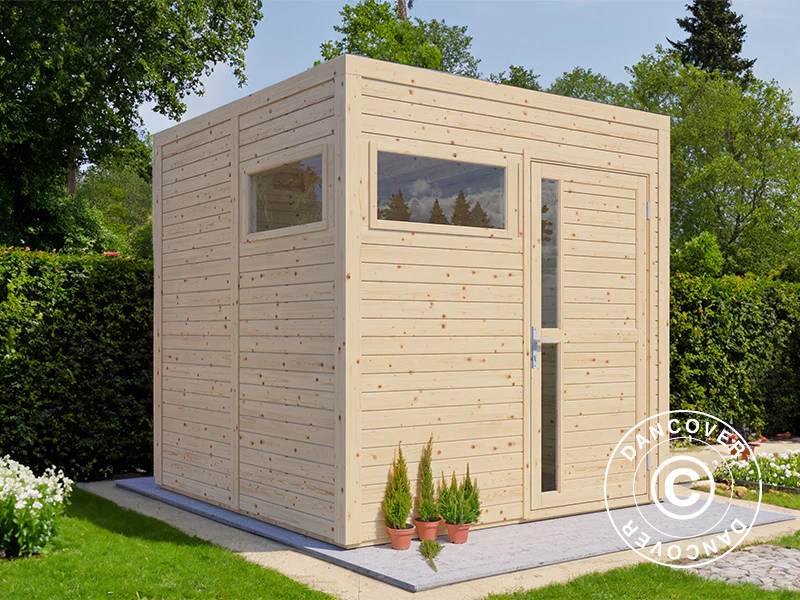 Redskapsbod i trä, Bertilo Cubus 2, 2,26x2,34x2,32m, 5,3m², Naturlig