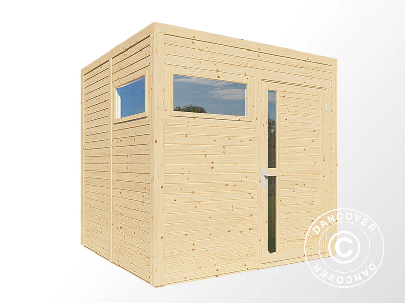 Redskapsbod i trä, Bertilo Cubus 2, 2,26x2,34x2,32m, 5,3m², Naturlig - Image 3