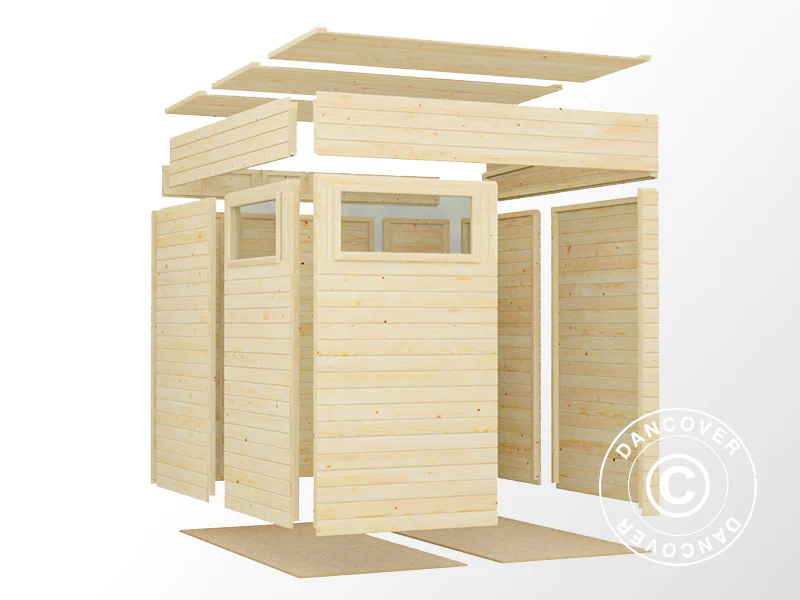 Redskapsbod i trä, Bertilo Cubus 2, 2,26x2,34x2,32m, 5,3m², Naturlig - Image 4