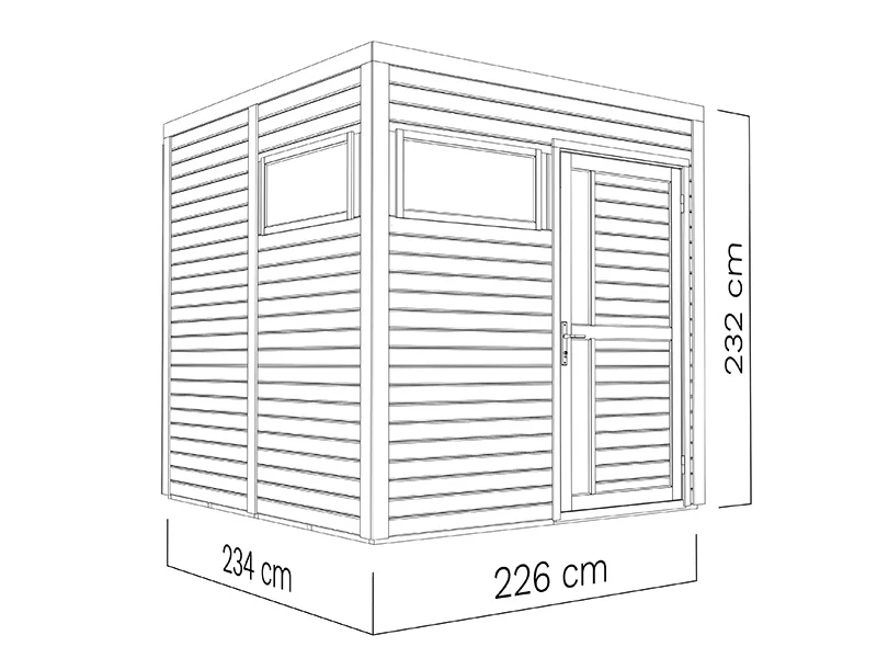 Redskapsbod i trä, Bertilo Cubus 2, 2,26x2,34x2,32m, 5,3m², Naturlig - Image 6