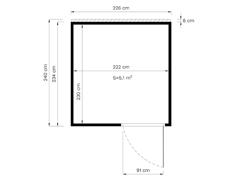Redskapsbod i trä, Bertilo Cubus 2, 2,26x2,34x2,32m, 5,3m², Naturlig - Image 7