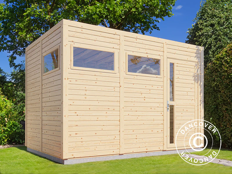 Redskapsbod i trä, Bertilo Cubus 3, 3,37x2,34x2,32m, 7,9m², Naturlig - Image 2