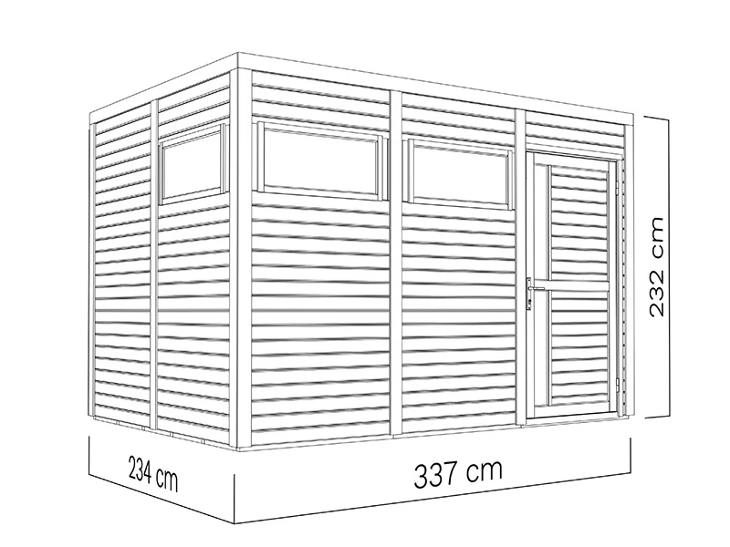 Redskapsbod i trä, Bertilo Cubus 3, 3,37x2,34x2,32m, 7,9m², Naturlig - Image 6