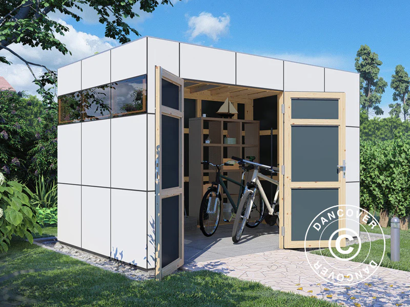 Redskapsbod i trä, Bertilo HPL 2, 3,45x2,28x2,3m, 7,86m², Antracit/Vit