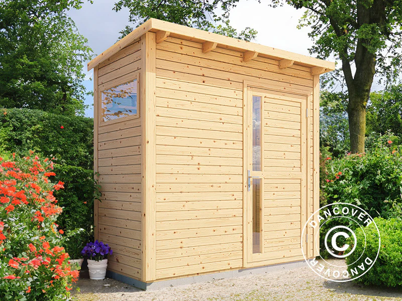 Redskapsbod i trä, Bertilo Pentus 1, 2,34x1,15x2,33m, 2,55m², Natur
