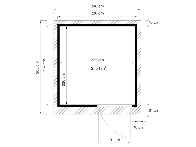 Redskapsbod i trä, Bertilo Pentus 2, 2,26x2,34x2,33m, 5,1m², Grå - Image 6