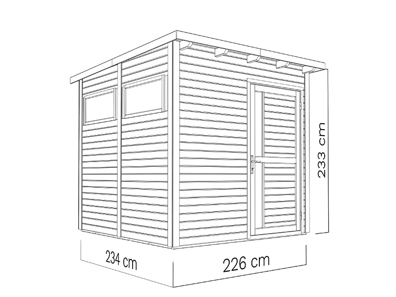 Redskapsbod i trä Bertilo Pentus 2, 2,26x2,34x2,33m, 5,1m², Natur - Image 5