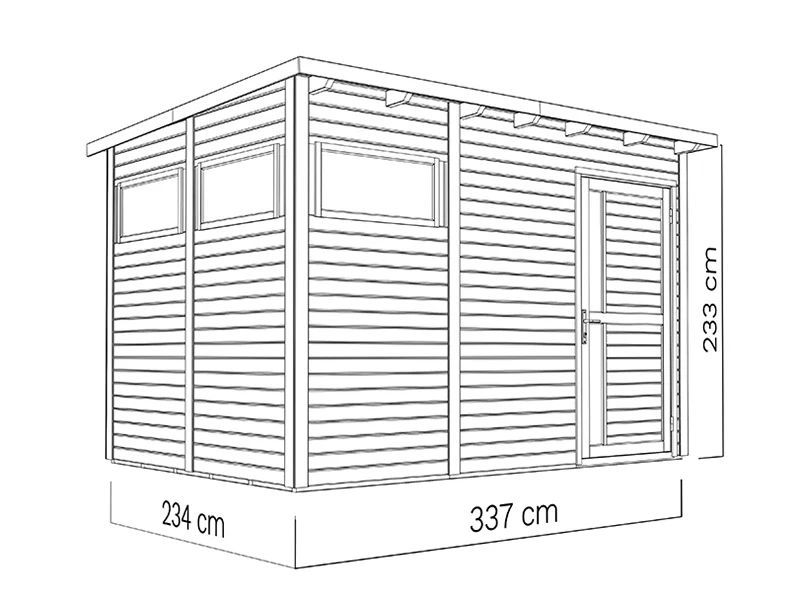 Redskapsbod i trä, Bertilo Pentus 3, 3,37x2,34x2,33m, 7,65m², Grå - Image 5