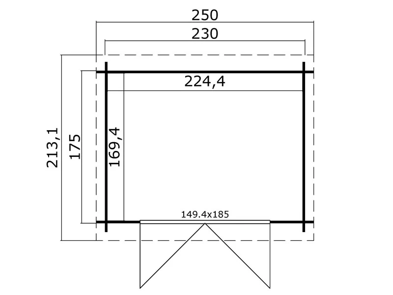 Redskapsbod i trä Hagen 2,3x1,75x2,11m, 28mm, 3,8m², Mörkgrå - Image 3