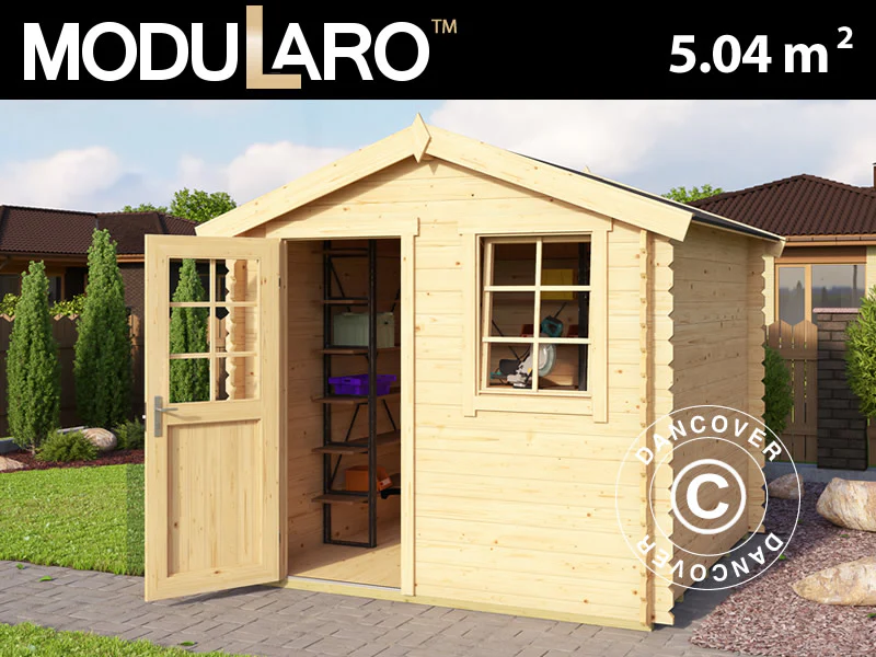 Redskapsbod i trä Lyon 2,3x2,3x2,34m, 28mm, 5,04m², Naturlig