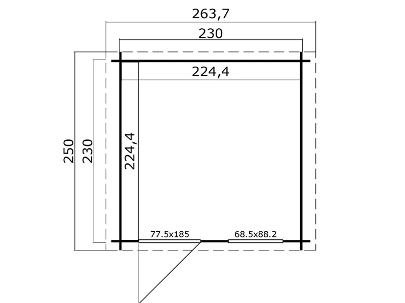 Redskapsbod i trä Lyon 2,3x2,3x2,34m, 28mm, 5,04m², Naturlig - Image 6
