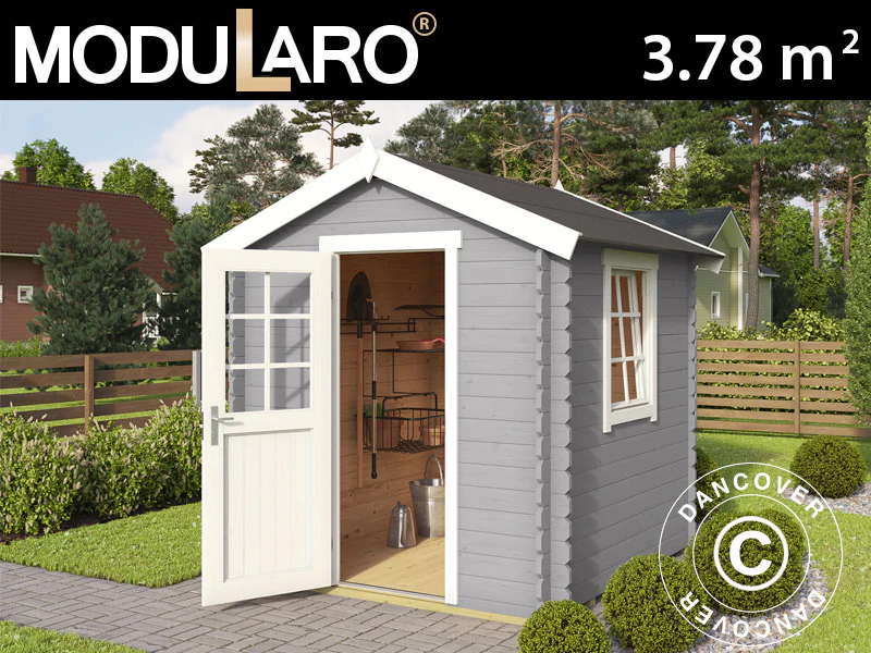Redskapsbod i trä Lyon 2x2x2,34m, 28mm, 3,78m², Ljusgrå