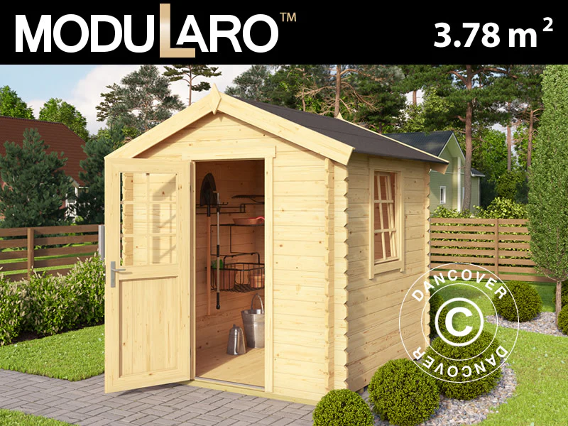 Redskapsbod i trä Lyon 2x2x2,34m, 28mm, 3,78m², Naturlig