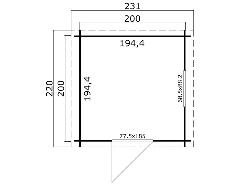 Redskapsbod i trä Lyon 2x2x2,34m, 28mm, 3,78m², Naturlig - Image 5
