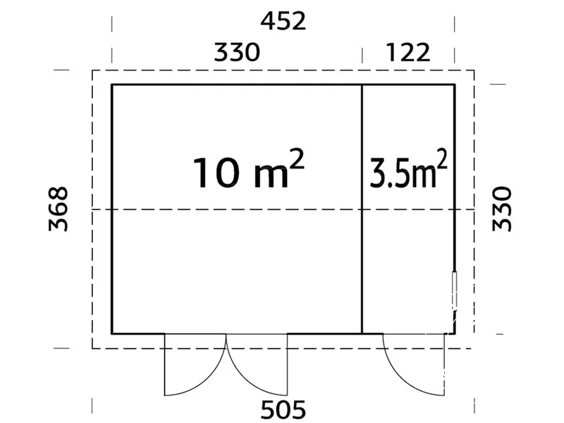 Redskapsbod i trä med golv, 4,52x3,3x2,61m, 13,5m², Naturlig - Image 5