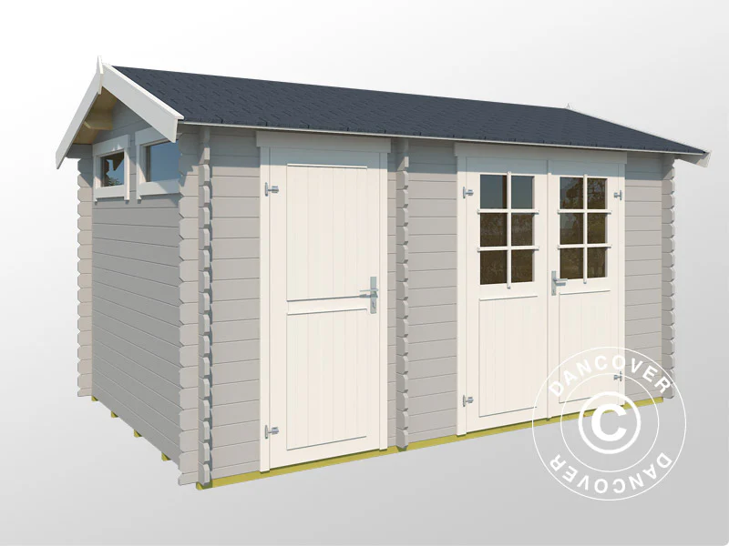 Redskapsbod i trä Narva 3,8x2,5x2,39m, 28mm, 9,3m², Ljusgrå - Image 3