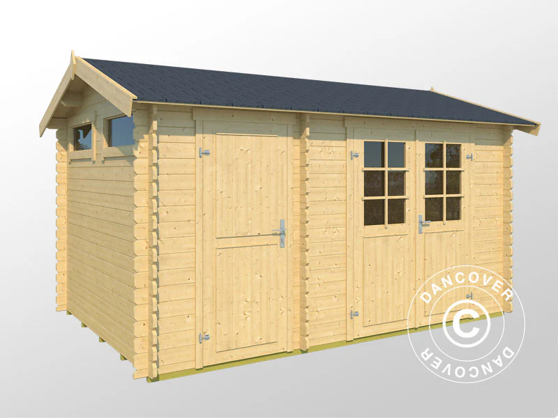 Redskapsbod i trä Narva 3,8x2,5x2,39m, 28mm, 9,3m², Naturlig - Image 3