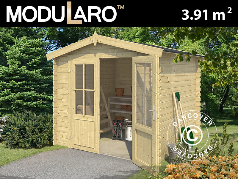Redskapsbod i trä Oslo 2,3x1,8x2,22m, 28mm, 3,91m², Naturlig