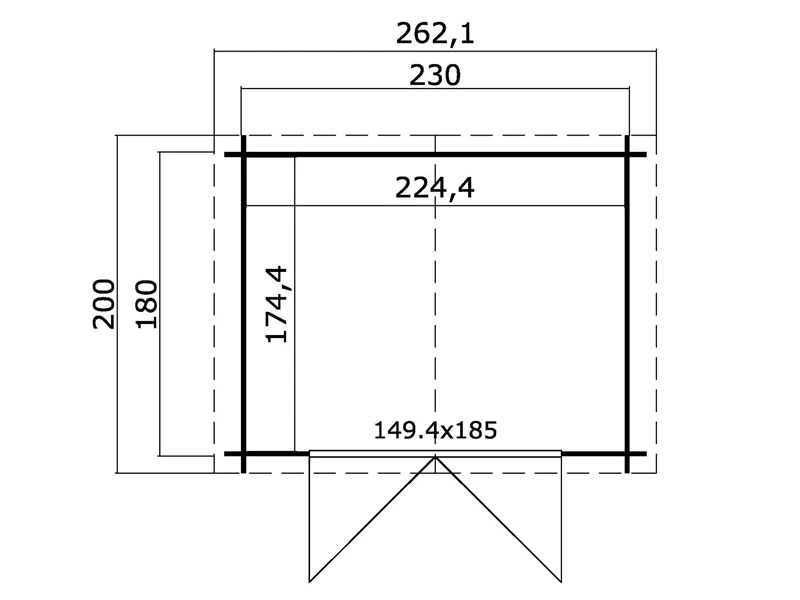Redskapsbod i trä Oslo 2,3x1,8x2,22m, 28mm, 3,91m², Naturlig - Image 4