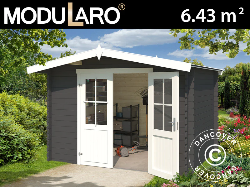 Redskapsbod i trä Oslo 2,92x2,3x2,22m, 28mm, 6,43m², Mörkgrå