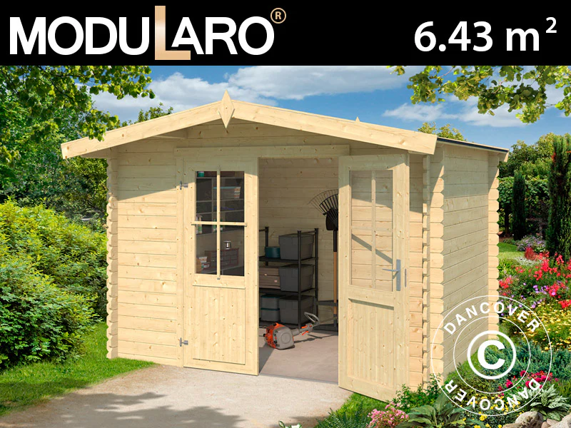 Redskapsbod i trä Oslo 2,92x2,3x2,22m, 28mm, 6,43m², Naturlig