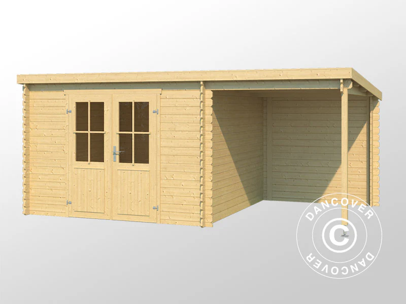 Redskapsbod i trä Tartu med överhäng 4,81x2,92x2,11m, 28mm, 13,6m², Naturlig - Image 3