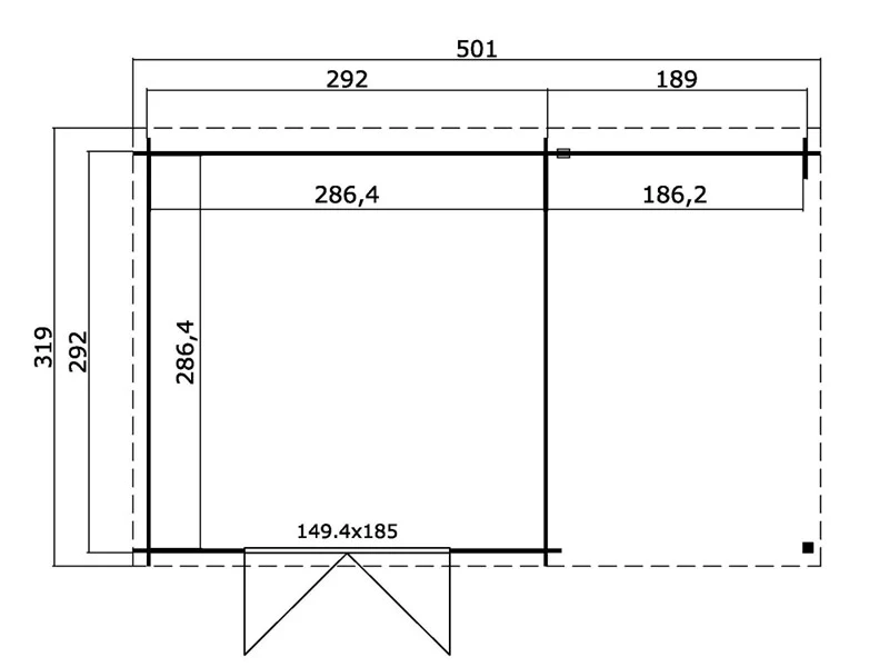 Redskapsbod i trä Tartu med överhäng 4,81x2,92x2,11m, 28mm, 13,6m², Naturlig - Image 7