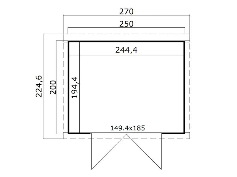Redskapsbod i trä Torrent 2,5x2x2,11m, 28mm, 4,75m², Mörkgrå - Image 4