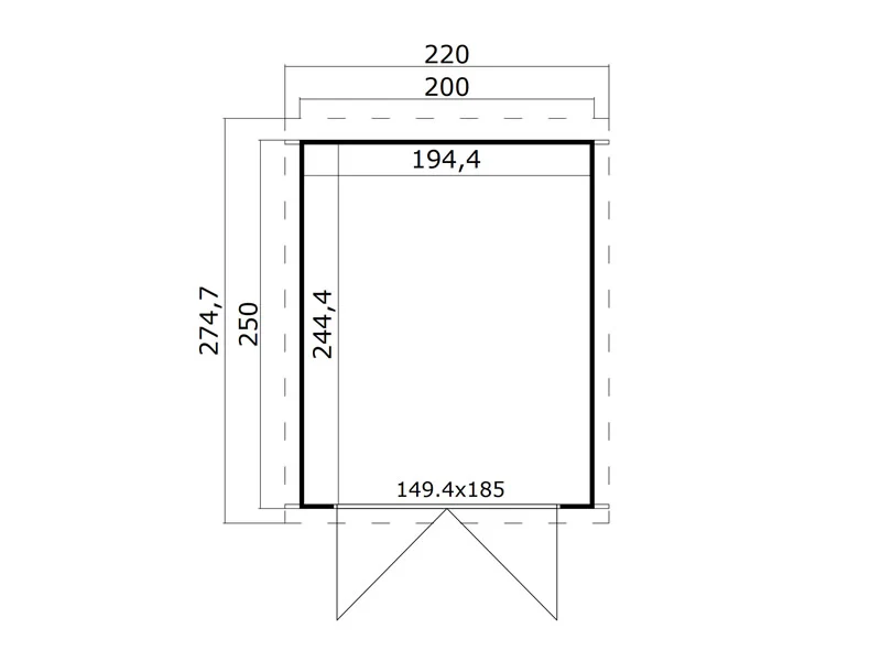 Redskapsbod i trä Torrent 2x2,5x2,11m, 28mm, 4,75m², Mörkgrå - Image 4
