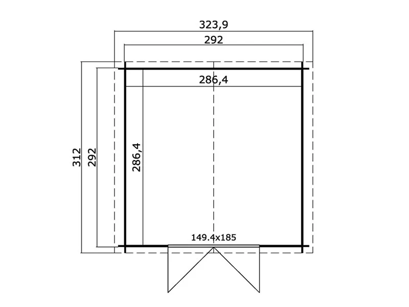 Redskapsbod i trä Trondheim 2,92x2,92x2,22m, 28 mm, 8,5m², Naturlig - Image 4