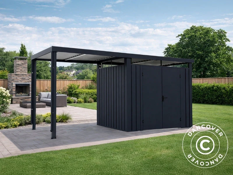 Redskapsbod m/takfönster + förlängning, 4,67x1,91x2,27m, ProShed®, Antracit - Image 2