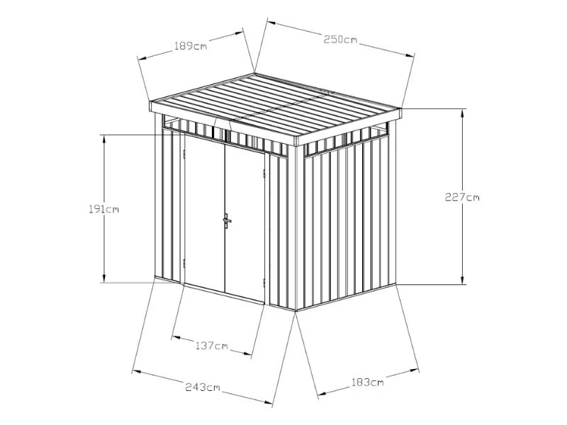 Redskapsbod m/takfönster + förlängning, 4,67x1,91x2,27m, ProShed®, Antracit - Image 8