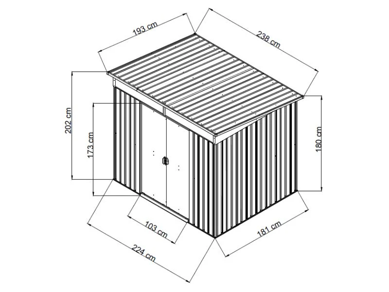Redskapsbod med takfönster, 2,38x1,93x2,02m, 4,59m2, ProShed®, Antracit - Image 10