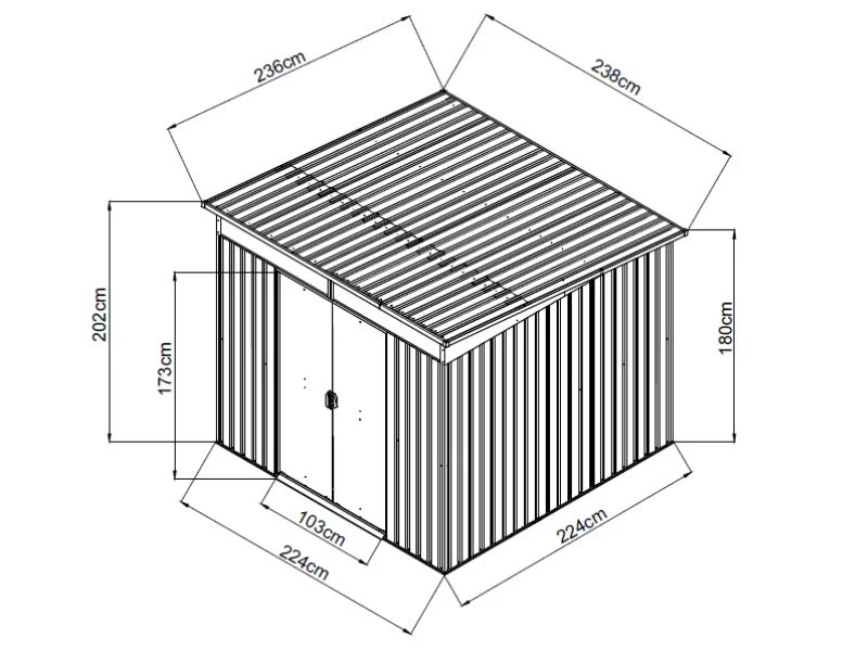 Redskapsbod med takfönster, 2,38x2,36x2,02m, 5,6m², ProShed®, Antracit - Image 4