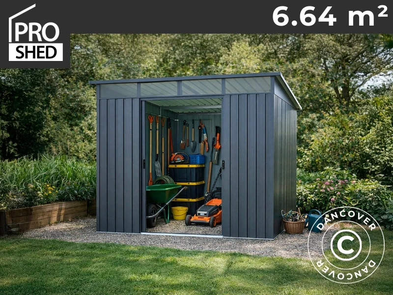 Redskapsbod med takfönster 2,38x2,79x2,02 m, 6,6 m2, ProShed®, Antracit