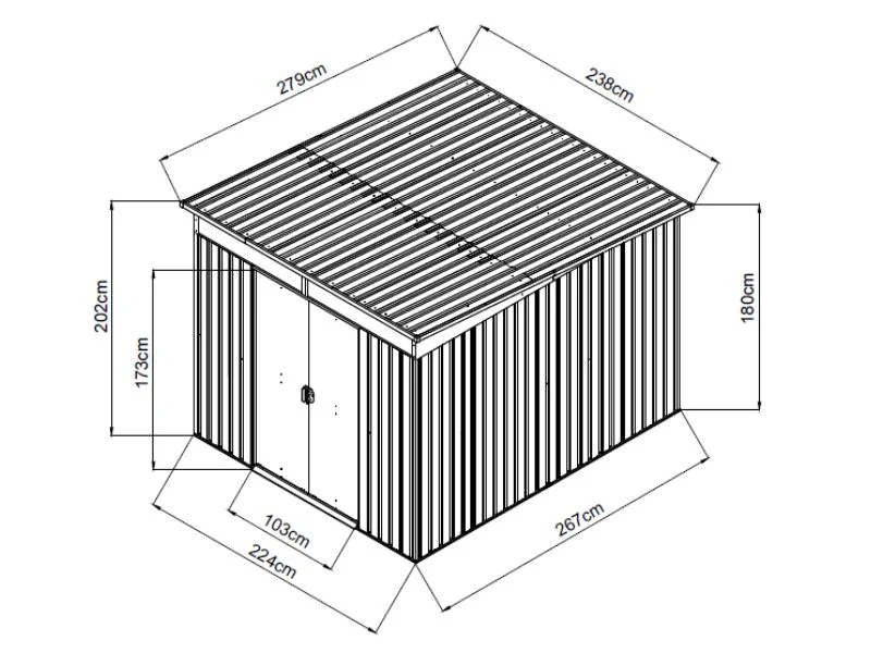 Redskapsbod med takfönster 2,38x2,79x2,02 m, 6,6 m2, ProShed®, Antracit - Image 9