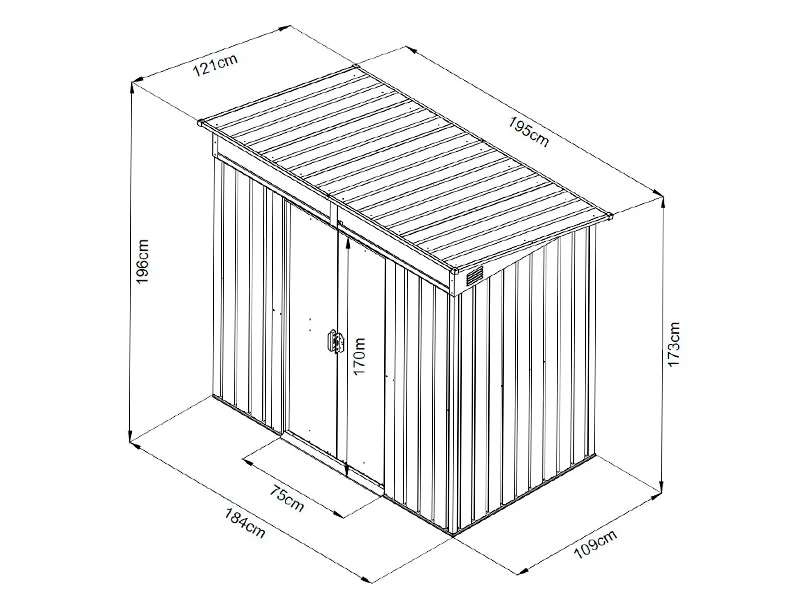 Redskapsbod med takfönster 1,95x1,21x1,96m, 2,35m², ProShed®, Antracit/Vit - Image 12
