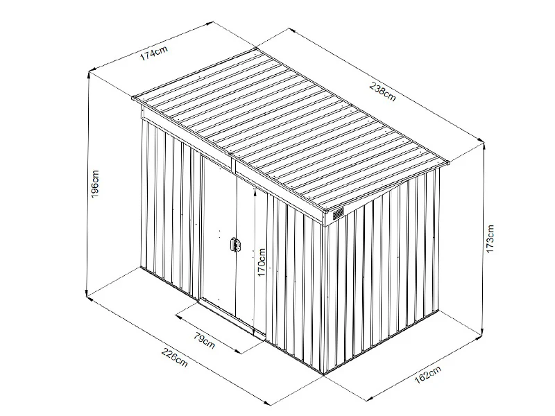 Redskapsbod med takfönster 2,38x1,74x1,96m, 4,14m², ProShed®, Antracit/Vit - Image 12