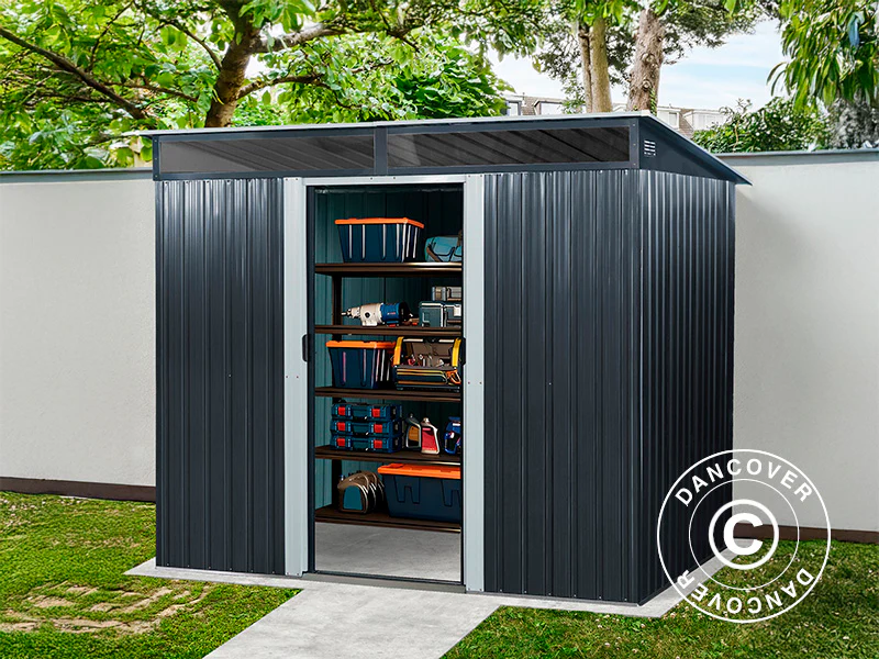 Redskapsbod med takfönster 2,38x1,74x1,96m, 4,14m², ProShed®, Antracit/Vit - Image 3