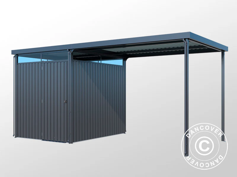 Redskapsbod med takfönster + överhäng, 4,9x2,45x2,26m, 12,0m², Antracit - Image 4