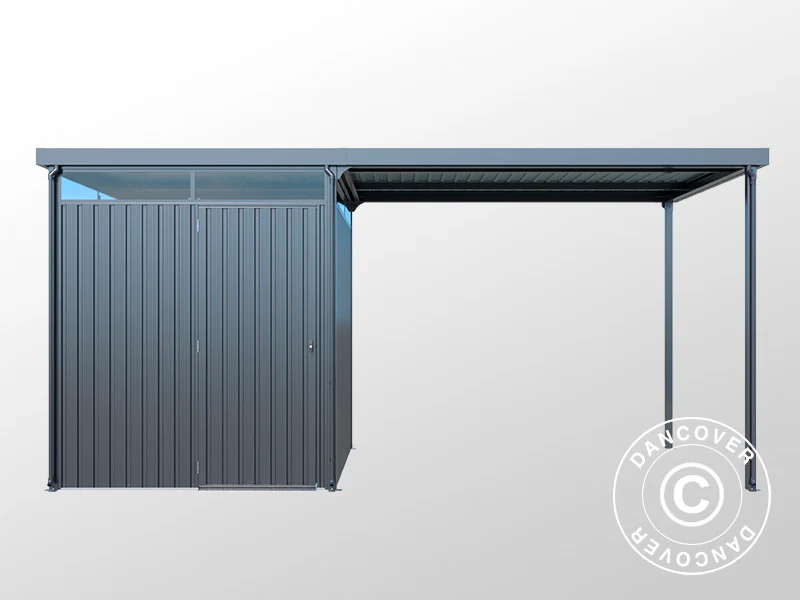 Redskapsbod med takfönster + överhäng, 4,9x2,45x2,26m, 12,0m², Antracit - Image 5