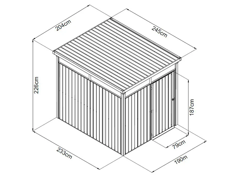 Redskapsbod med takfönster + överhäng, 4,9x2,45x2,26m, 12,0m², Antracit - Image 8