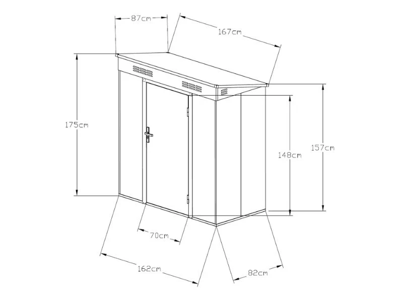 Redskapsbod, metallskåp 1,67x0,87x1,75m, 1,45m2, ProShed®, Antracit - Image 9