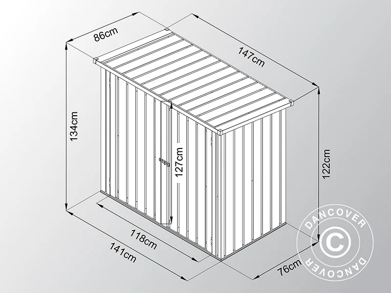Redskapsbod, metallskåp 1,47x0,86x1,34m, 1,26m², ProShed®, Antracit - Image 3
