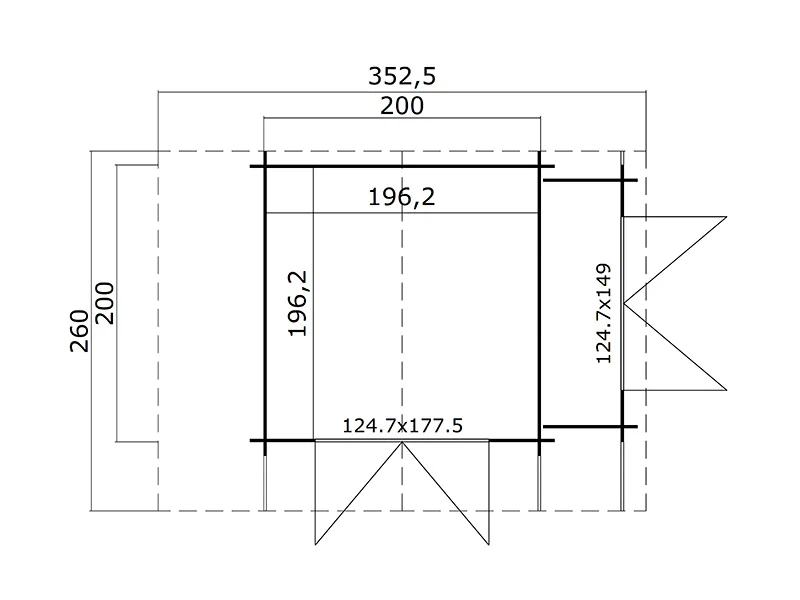 Redskapsbod Moss m/överhäng, 3,2x2x2,28m, 19mm, 4,87m², Natur - Image 4
