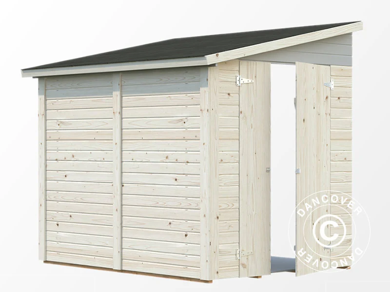 Redskapsbod mot vägg i trä 1,65x2,22x2,1m, 3,6m², Naturlig - Image 2
