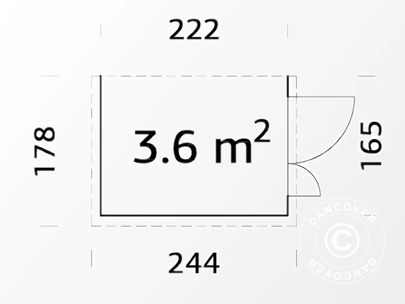 Redskapsbod mot vägg i trä 1,65x2,22x2,1m, 3,6m², Naturlig - Image 3