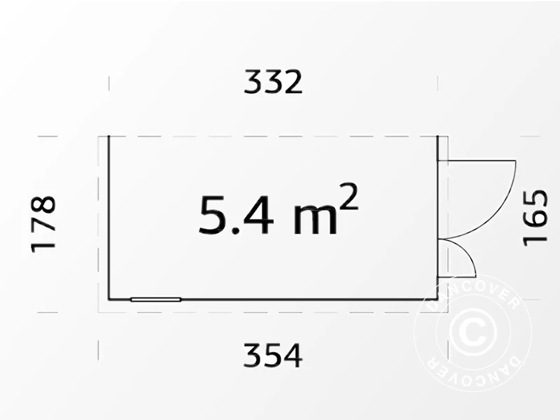 Redskapsbod mot vägg i trä med fönster, 1,65x3,32x2,1m, 5,4m², Naturlig - Image 3
