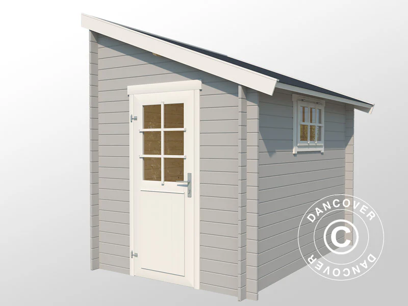 Redskapsbod mot vägg i trä Vanda 1,8x2,75x2,68m, 28mm, 4,7m², Ljusgrå - Image 3